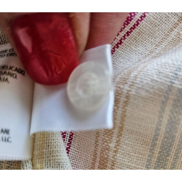 Gap Woman Size XL Long Sleeve Colorful Textured Stripe Linen Blend Tunic Blouse - Picture 8 of 8